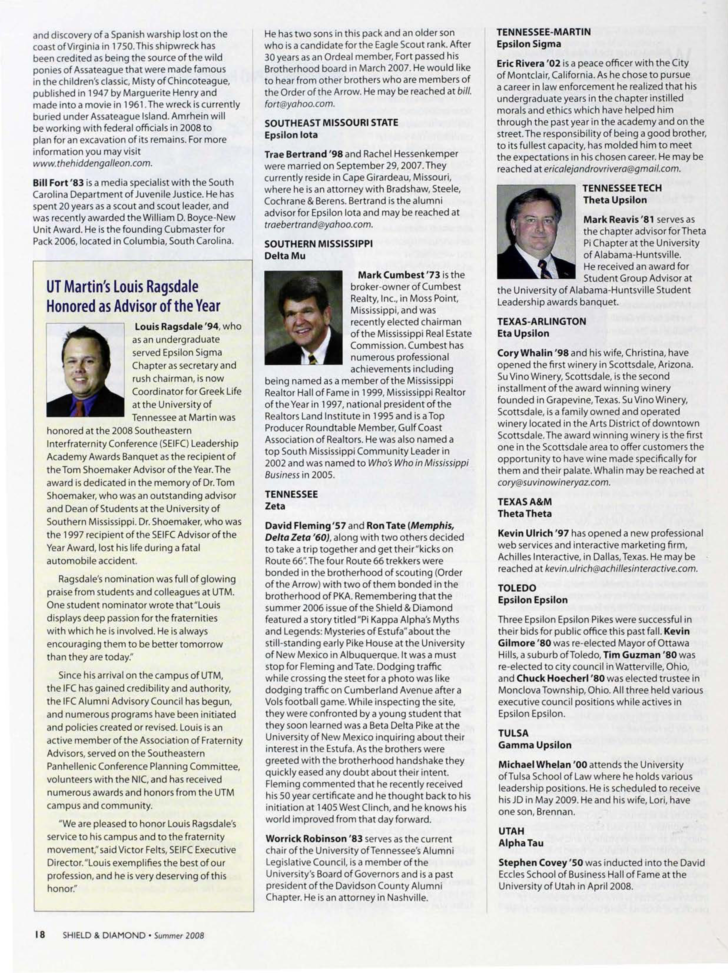 UT Martin's Louis Ragsdale Honored as Advisor of the Year